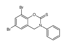 6,8-dibromo-3-phenyl-4H-1,3-benzoxazine-2-thione结构式