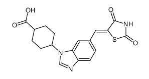 4-{6-[(2,4-dioxo-1,3-thiazolidin-5-ylidene)methyl]-1H-benzimidazol-1-yl}cyclohexanecarboxylic acid结构式