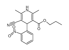 5-Cyano-2,6-dimethyl-4-(2-nitro-phenyl)-1,4-dihydro-pyridine-3-carboxylic acid propyl ester结构式