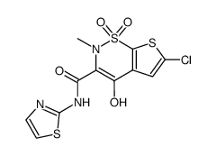 6-Chloro-4-hydroxy-2-methyl-N-(thiazol-2-yl)-2H-thieno[3,2-e]-1,2-thiazine-3-carboxamide 1,1-dioxide结构式