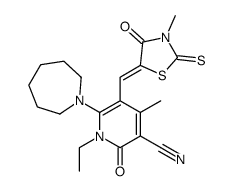 6-(azepan-1-yl)-1-ethyl-4-methyl-5-[(3-methyl-4-oxo-2-sulfanylidene-1,3-thiazolidin-5-ylidene)methyl]-2-oxopyridine-3-carbonitrile Structure