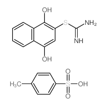 (1,4-dihydroxynaphthalen-2-yl)sulfanylmethanimidamide; 4-methylbenzenesulfonic acid结构式