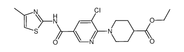 ethyl 1-(5-(4-methylthiazol-2-ylcarbamoyl)-3-chloropyridin-2-yl)piperidine-4-carboxylate Structure