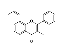 3-methyl-8-(2-methylprop-1-enyl)-2-phenylchromen-4-one结构式