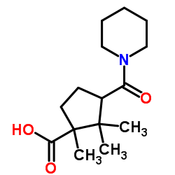 1,2,2-Trimethyl-3-(1-piperidinylcarbonyl)cyclopentanecarboxylic acid Structure