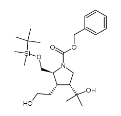 (2S,3S,4R)-1-(benzyloxycarbonyl)-2-[[(tert-butyldimethylsilyl)-oxy]methyl]-3-(2-hydroxyethyl)-4-(1-hydroxy-1-methylethyl)pyrrolidine Structure