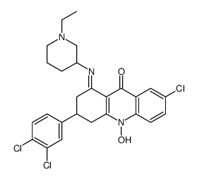 (1E)-7-Chloro-3-(3,4-dichlorophenyl)-1-[(1-ethyl-3-piperidinyl)imino]- 10-hydroxy-1,3,4,10-tetrahydro-9(2H)-acridinone structure