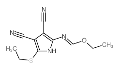 Methanimidic acid,N-[3,4-dicyano-5-(ethylthio)-1H-pyrrol-2-yl]-, ethyl ester structure