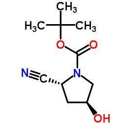 (2r,4s)-2-氰基-4-羟基吡咯烷-1-羧酸叔丁酯结构式