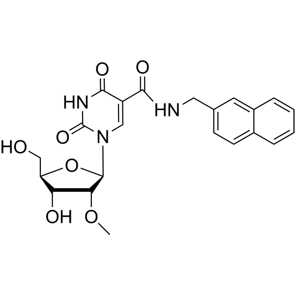 5-Naphthyl-beta-methylaminocarbony-2’-O-methyluridine Structure