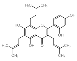 4H-1-Benzopyran-4-one,2-(2,4-dihydroxyphenyl)- 5,7-dihydroxy-3,6,8-tris(3-methyl-2- butenyl)- Structure