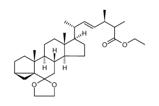 (22E,24R)-6-(1,3-dioxolan-2-yl)-24-methyl-3α,5-cyclo-5α-cholest-22-en-26-oic acid ethyl ester Structure