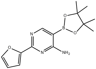 4-Amino-2-(2-furyl)pyrimidine-5-boronic acid pinacol ester结构式