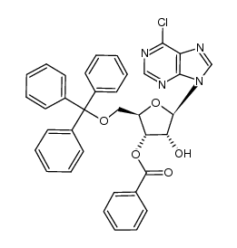 9-[3-O-benzoyl-5-O-(triphenylmethyl)-β-D-ribofuranosyl]-6-chloro-9H-purine结构式
