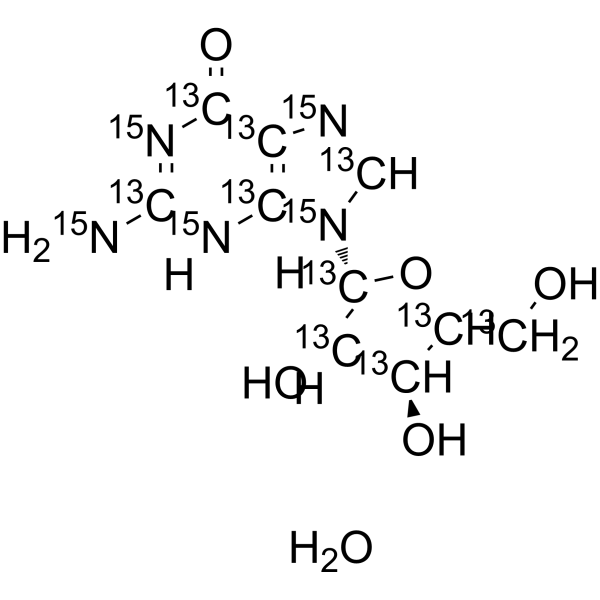 Guanosine-13C10,15N5 hydrate结构式