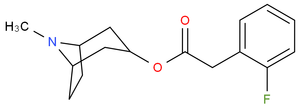 Benzeneacetic acid, 2-fluoro-, 8-methyl-8-azabicyclo[3.2.1]oct-3-yl ester, endo- (9CI) Structure