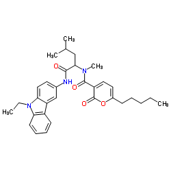 2H-Pyran-3-carboxamide,N-[1-[[(9-ethyl-9H-carbazol-3-yl)amino]carbonyl]-3-methylbutyl]-N-methyl-2-oxo-6-pentyl-(9CI)结构式