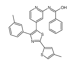 N-[4-[4-(3-methylphenyl)-2-(4-methylthiophen-2-yl)-1,3-thiazol-5-yl]pyridin-2-yl]benzamide结构式