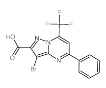 3-bromo-5-phenyl-7-(trifluoromethyl)pyrazolo[1,5-a]pyrimidine-2-carboxylic acid structure
