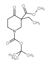 1-叔丁基3-甲基3-乙基-4-氧代哌啶-1,3-二羧酸结构式