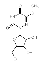 2-[3,4-dihydroxy-5-(hydroxymethyl)oxolan-2-yl]-6-methylsulfanyl-1,2,4-triazine-3,5-dione structure