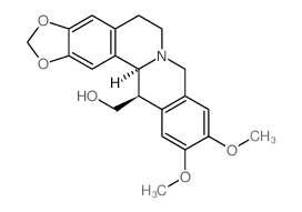 6H-Benzo(g)-1,3-benzodioxolo(5,6-a)quinolizine-13-methanol, 5,8,13,13a-tetrahydro-10,11-dimethoxy-, trans-结构式