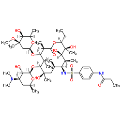 (9S)-9-Deoxo-9-[[[4-[(1-oxopropyl)amino]phenyl]sulfonyl]amino]erythromycin结构式