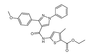 ethyl 5-[[3-(4-methoxyphenyl)-1-phenylpyrazole-4-carbonyl]amino]-3-methylthiophene-2-carboxylate结构式