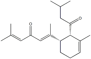 (5E)-2-Methyl-6-[(1S)-3-methyl-2α-(3-methyl-1-oxobutyl)-3-cyclohexen-1α-yl]-2,5-heptadien-4-one结构式