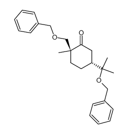 (2S,5R)-2-((benzyloxy)methyl)-5-(2-(benzyloxy)propan-2-yl)-2-methylcyclohexan-1-one结构式