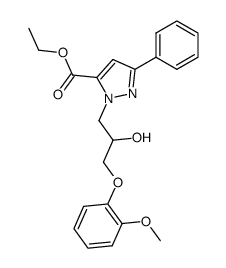 2-[2-Hydroxy-3-(2-methoxy-phenoxy)-propyl]-5-phenyl-2H-pyrazole-3-carboxylic acid ethyl ester结构式