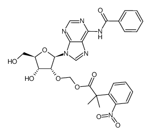 N6-benzoyl-2’-O-[[2-methyl-2-(2-nitrophenyl)-1-oxopropoxy]methyl]adenosine结构式