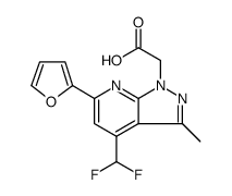 1H-Pyrazolo[3,4-b]pyridine-1-acetic acid, 4-(difluoromethyl)-6-(2-furanyl)-3-methyl结构式