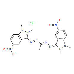 3-[[1-[(1,2-dihydro-1,2-dimethyl-5-nitro-3H-indazol-3-ylidene)hydrazono]ethyl]azo]-1,2-dimethyl-5-nitro-1H-indazolium chloride structure
