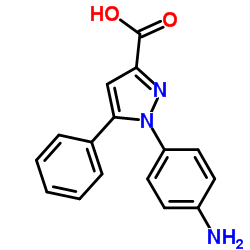 1-(4-Aminophenyl)-5-phenyl-1H-pyrazole-3-carboxylic acid结构式