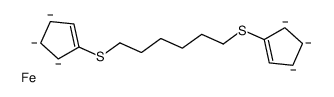 6-cyclopenta-2,4-dien-1-ylsulfanylhexylsulfanylcyclopentane,iron Structure
