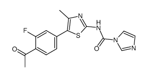 imidazole-1-carboxylic acid [5-(4-acetyl-3-fluoro-phenyl)-4-methyl-thiazol-2-yl]-amide结构式