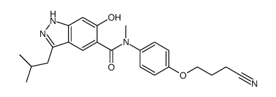 5-{N-[4-(3-cyanopropoxy)phenyl]-N-methylaminocarbonyl}-3-isobutyl-6-hydroxy-1H-indazole Structure