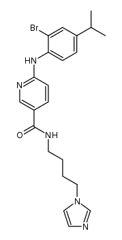 N-[4-(1H-imidazol-1-yl)butyl]-6-[[2-bromo-4-(1-methylethyl)phenyl]amino]-3-pyridinecarboxamide结构式