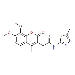 2-(7,8-dimethoxy-4-methyl-2-oxo-2H-chromen-3-yl)-N-[(2E)-5-methyl-1,3,4-thiadiazol-2(3H)-ylidene]acetamide structure