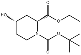 1-叔丁基2-乙基(2R,4S)-4-羟基哌啶-1,2-二羧酸酯结构式