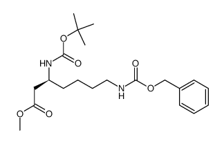 methyl (S)-7-(((benzyloxy)carbonyl)amino)-3-((tert-butoxycarbonyl)amino)heptanoate结构式
