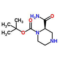 2-Methyl-2-propanyl (2R)-2-carbamoyl-1-piperazinecarboxylate结构式