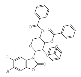 [4,5-dibenzoyloxy-2-(6-bromo-5-chloro-2-oxo-benzooxazol-3-yl)oxan-3-yl] benzoate结构式