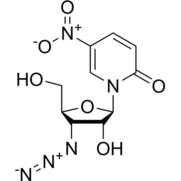 5-Nitro-1-(3-azido-3-deoxy-β-D-ribofuranosyl)-2(1H)-pyridinone Structure