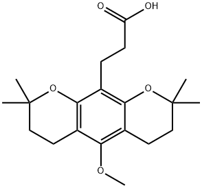 3,4,7,8-Tetrahydro-5-methoxy-2,2,8,8-tetramethyl-2H,6H-benzo[1,2-b:5,4-b']dipyran-10-propionic acid structure