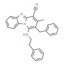2-benzyl-3-methyl-1-[(2-phenylethyl)amino]pyrido[1,2-a]benzimidazole-4-carbonitrile结构式