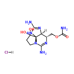 [(3aS,4R,10aS)-2,6-diamino-10,10-dihydroxy-3a,4,8,9-tetrahydro-3H-pyrrolo[1,2-c]purin-4-yl]methyl carbamate,dihydrochloride Structure