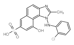1-(2-chloroanilino)-9-hydroxy-2-methyl-1H-naphth[1,2-d]imidazole-7-sulphonic acid结构式