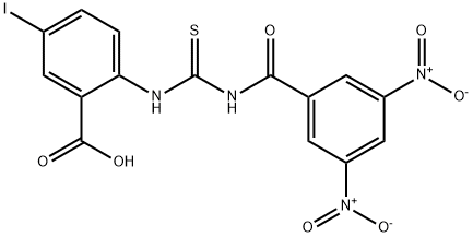 2-[[[(3,5-dinitrobenzoyl)amino]thioxomethyl]amino]-5-iodo-benzoic acid结构式